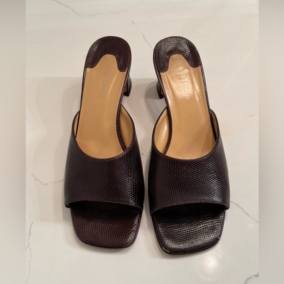 Anne Taylor Embossed Leather Brown Heels/Mules - Picture 2 of 9